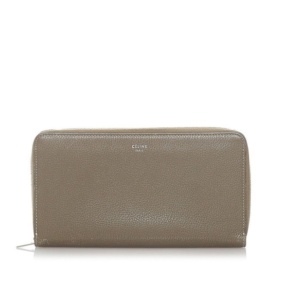CELINE Drummed Calfskin Large Zip Around Multifunction Wallet Souris - Picture 1 of 9